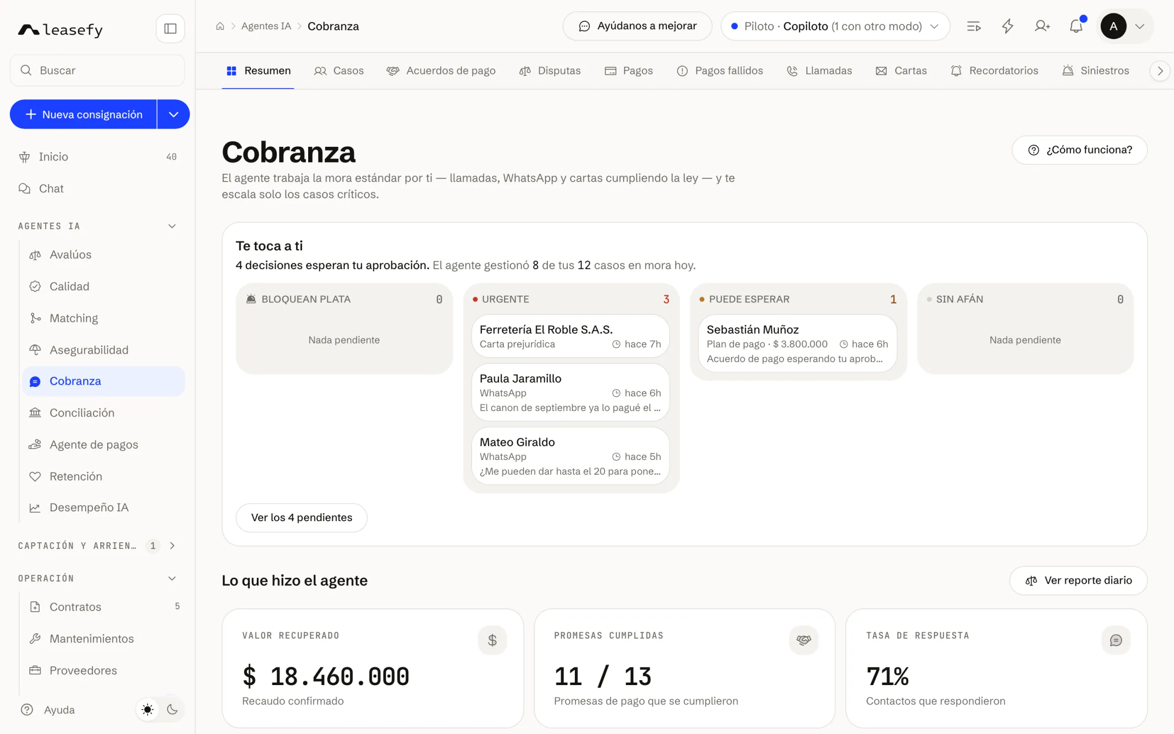 Agente de cobranza: lo que espera tu decisión y lo que recuperó